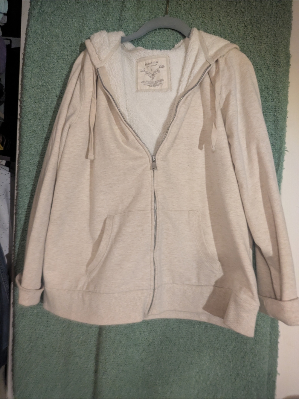Sonoma Cream Sherpa-Lined Zip Hoodie